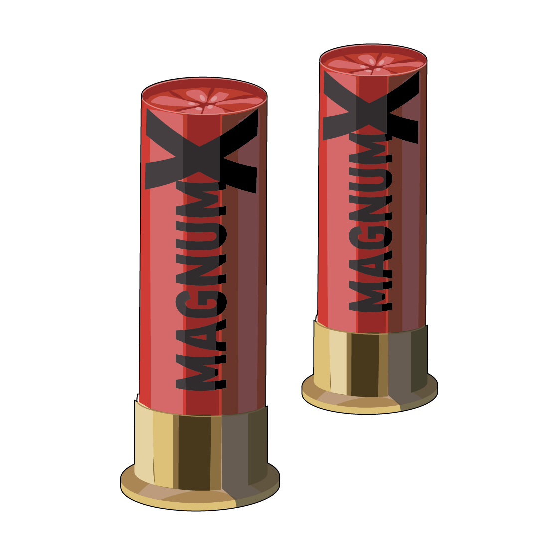 Illustration of "magnum" shotshells.