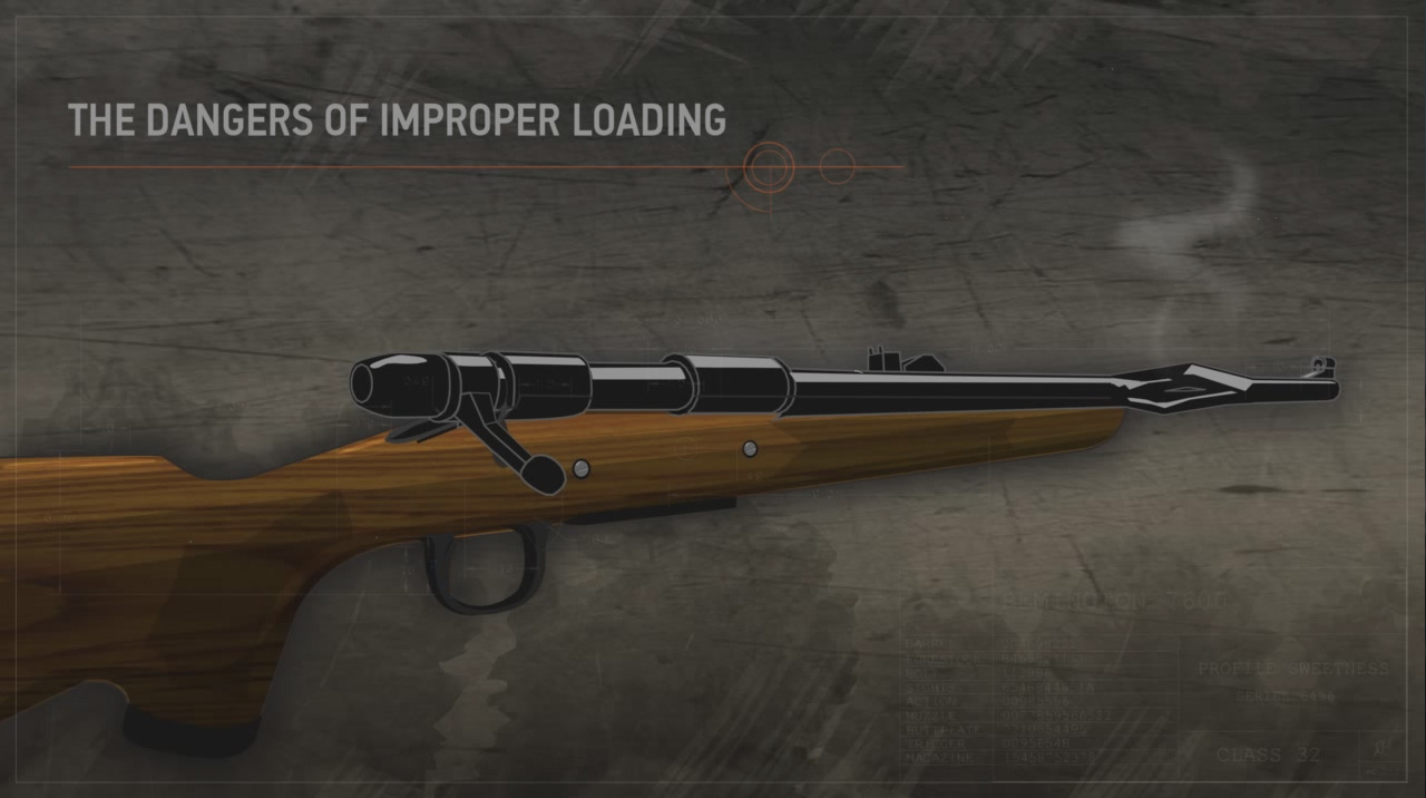 Illustration of a firearm with a split and smoking barrel.