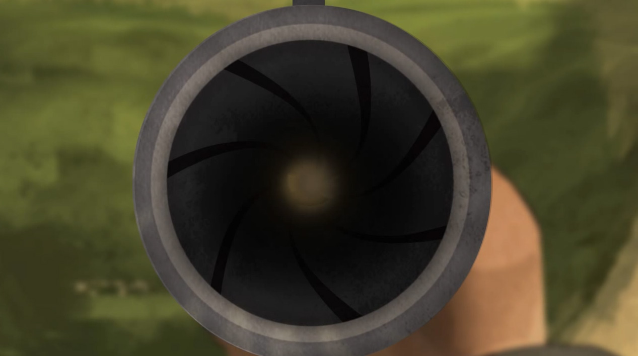 Illustration of the view down a bolt action rifle's muzzle.