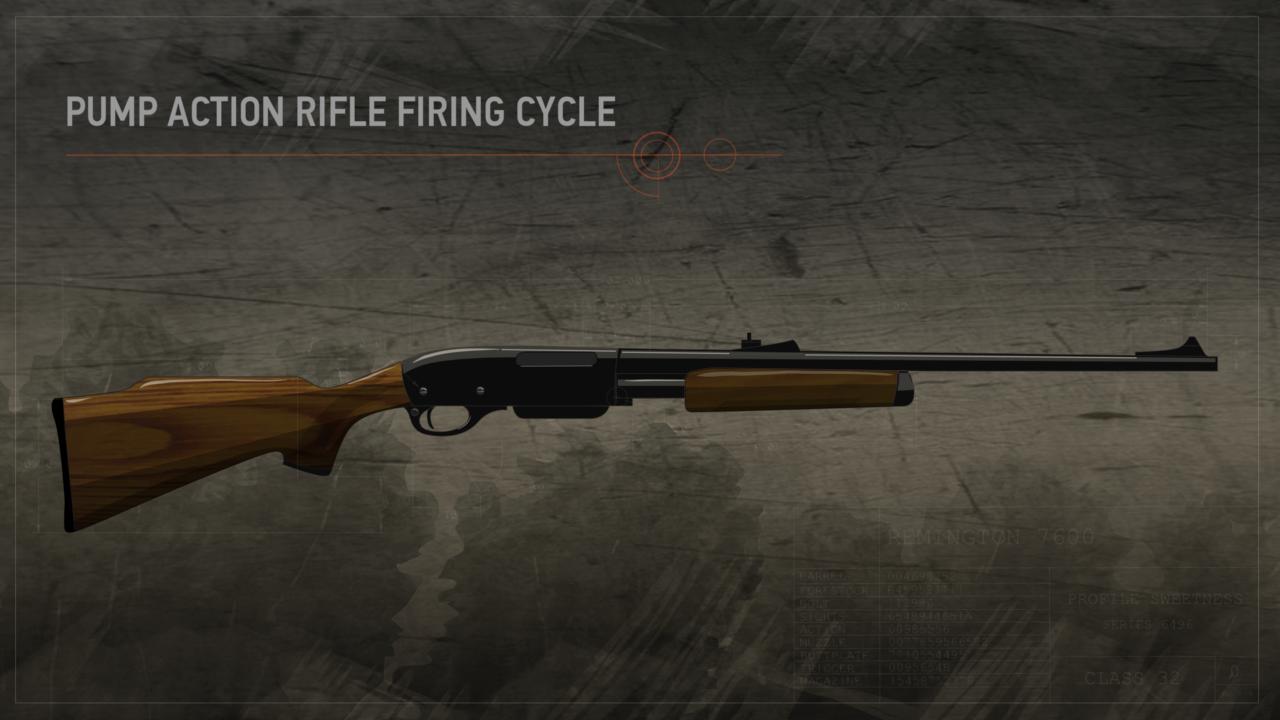 Illustration of a pump action rifle.