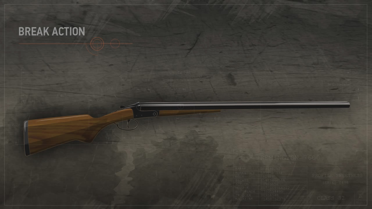 Illustration of a break action shotgun with the action closed.