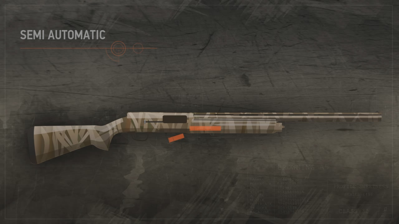 Illustration of ammunition being loaded into the chamber of a semi-automatic action shotgun.