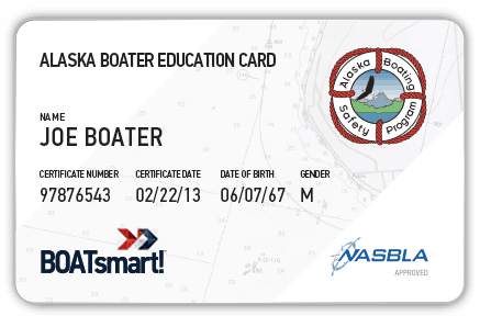 BOATsmart! Alaska boater education card with NASBLA approved badge.