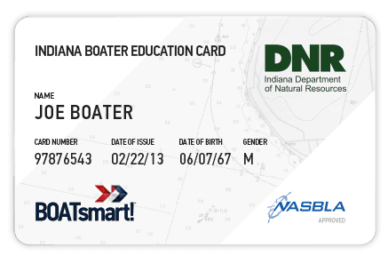 BOATsmart! Indiana boater education card with NASBLA approved badge.