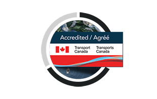 Transport Canada accreditation badge. 3 easy steps to get to the water.