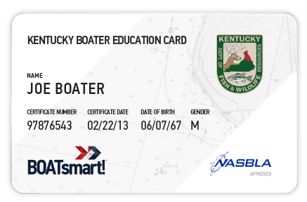 BOATsmart! Kentucky boater education card with NASBLA approved logo.