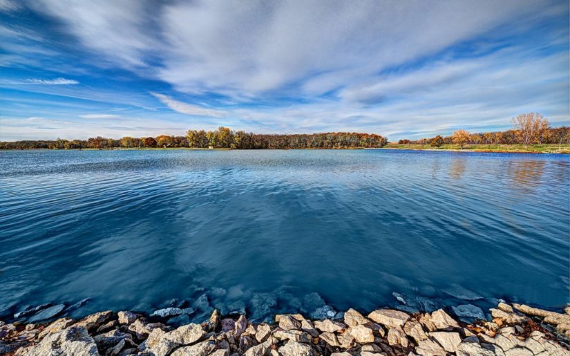 View from the shore of a Kansas lake.