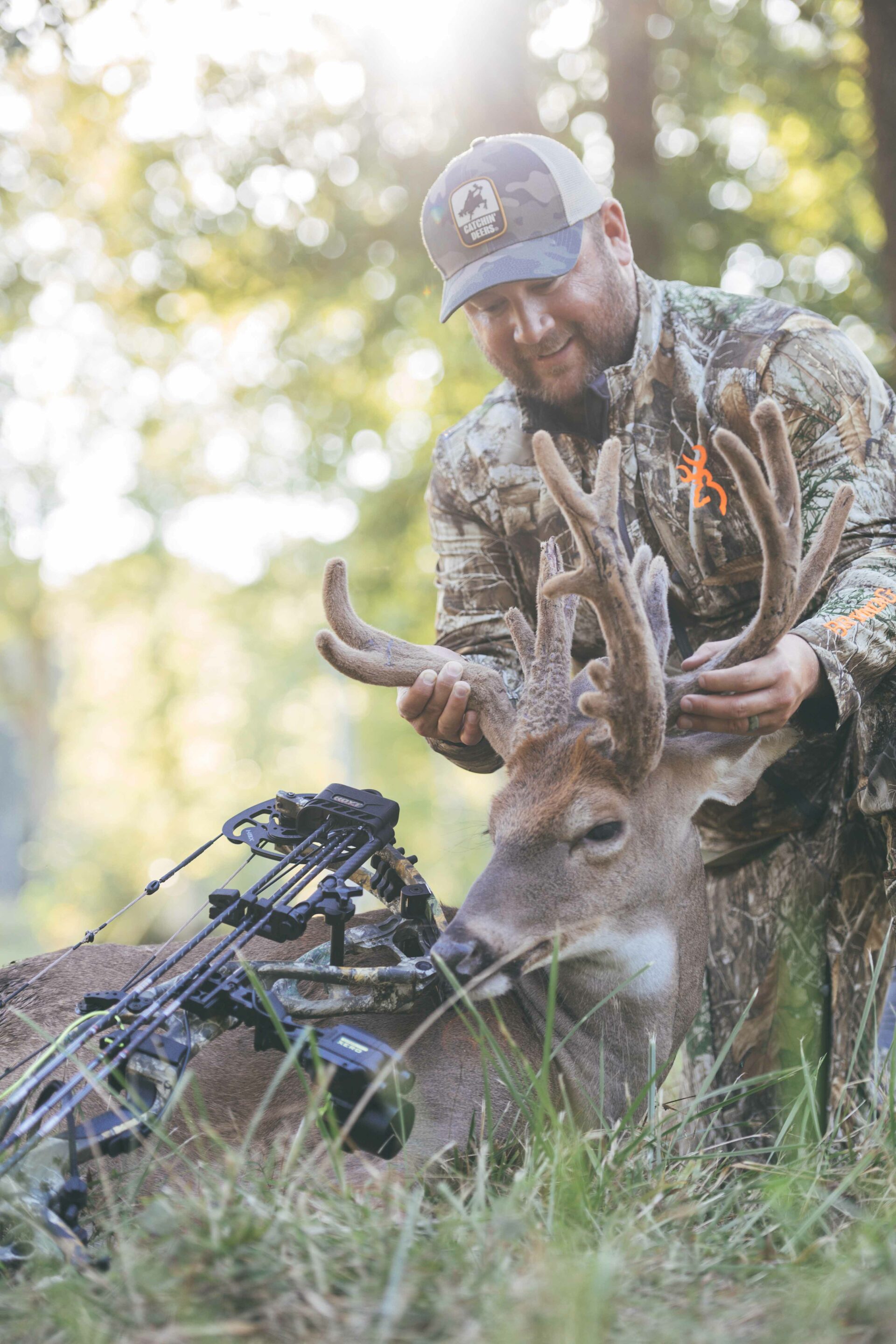 Hunter ready to field dress his deer